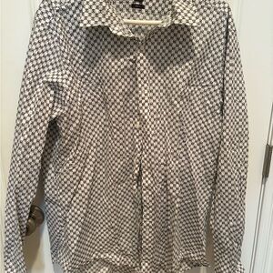 Michael Kors Black and White Casual Button Down Shirt